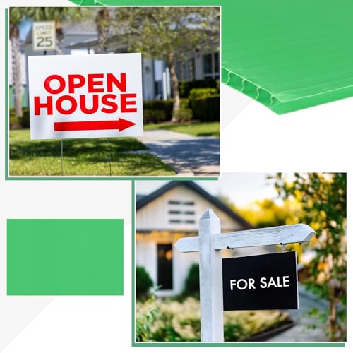 Image of M METERXITY 2-Pack Corrugated Plastic Sheets, 12 Inch x 16 Inch Waterproof Blank Corrugated Poster Board Yard Signs for Garage Sale /Office /Classroom /Party /Lawn Sign Road [3mm Thick, Green]