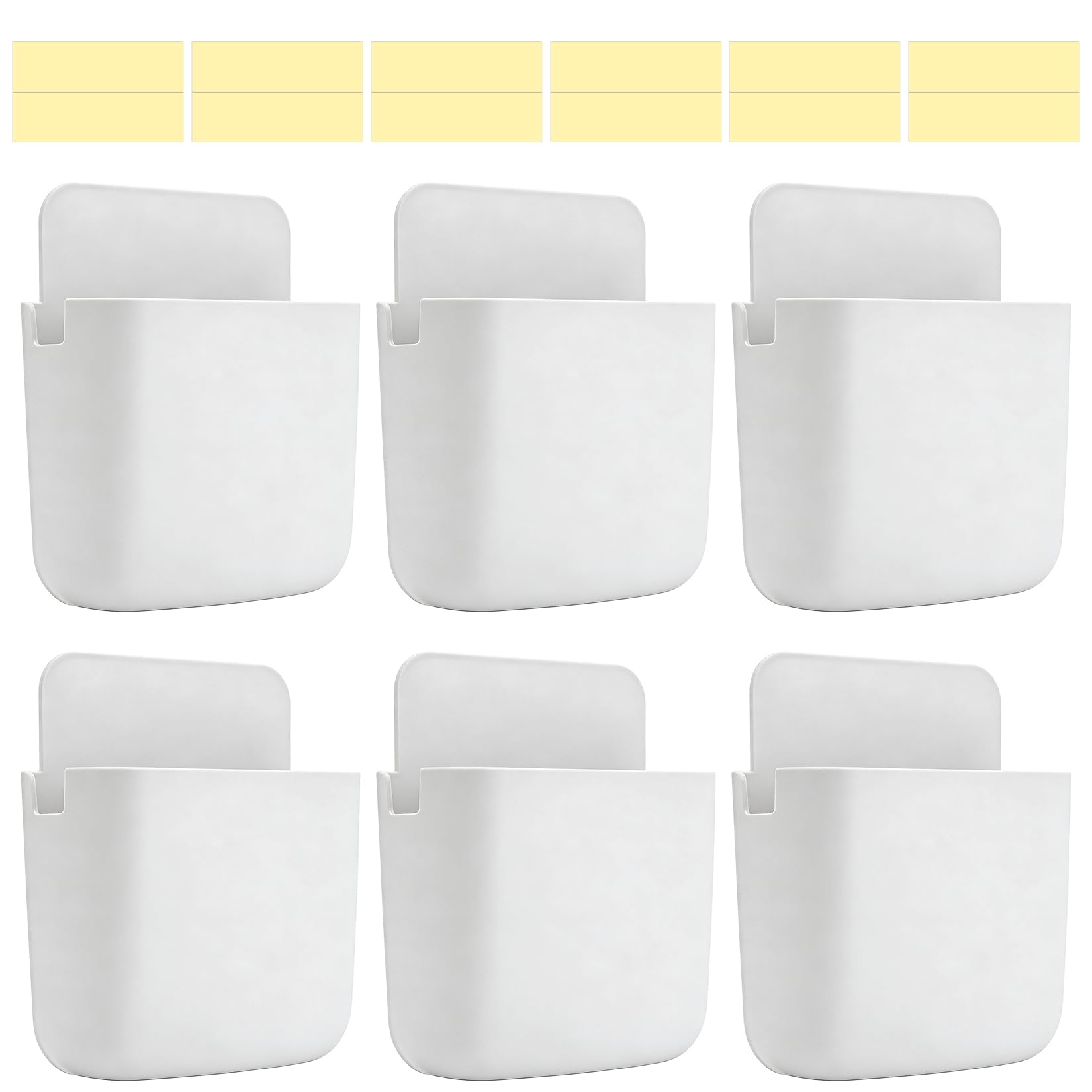 YINKUOSSAA 6 Pcs Remote Control Holder Wall Mounted, TV Remote Holder Hanging Organizer Storage Boxes, Self-adhesive Design, for Home, Office, Cell Phone, Power, Toothbrush (White)