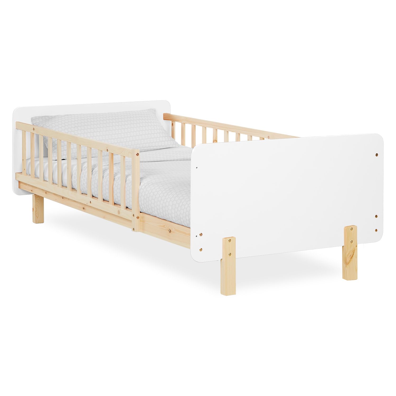 Homestyle4u Holzbett Kinderbett 90x200 – Montessori Design, mit Rausfallschutz