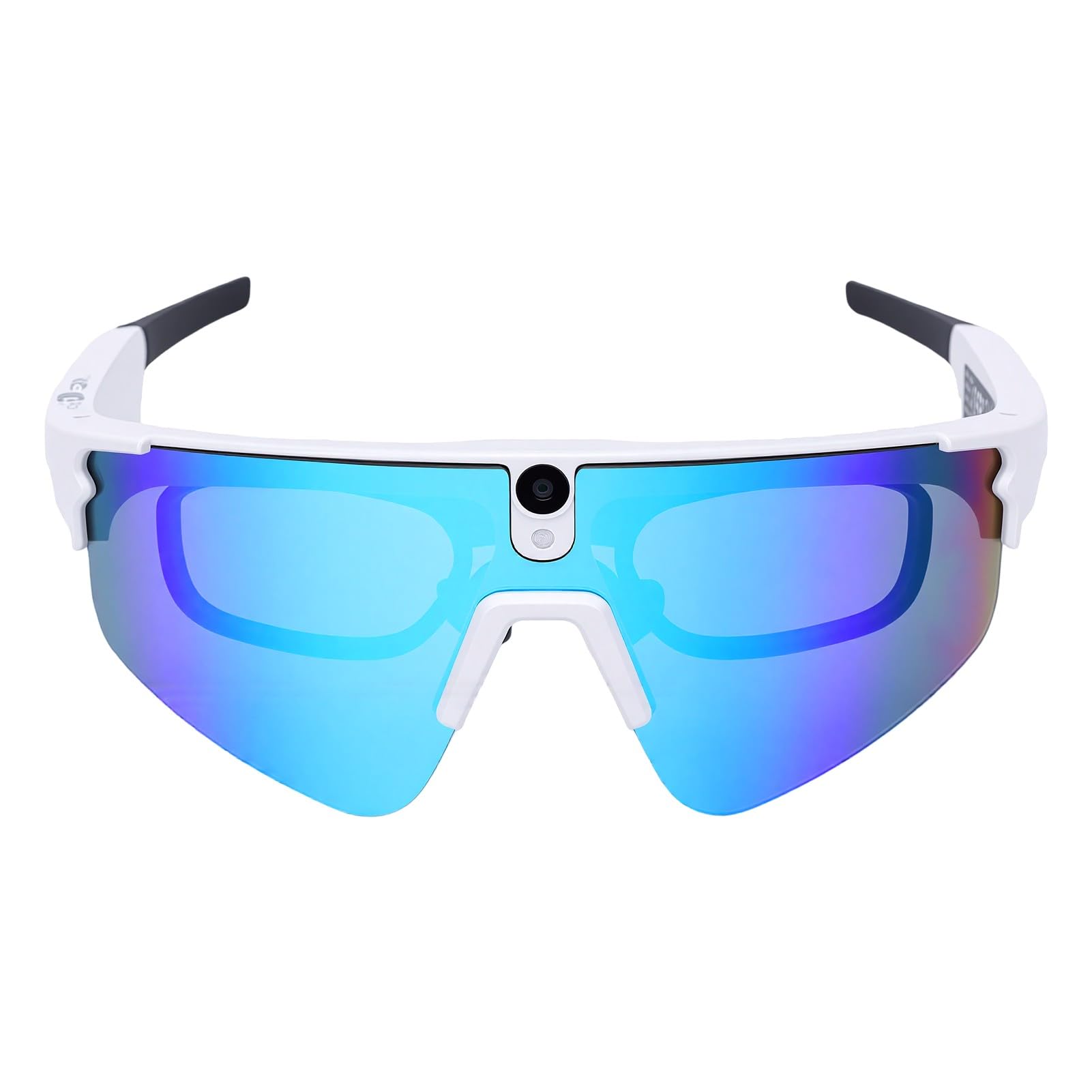 Occhiali Intelligenti da Ciclismo, Occhiali Sportivi con Fotocamera HD da 8 MP, Stabilizzazione EIS, BT 5.3, for Ciclismo e attività All'aperto (Bianco Blu)