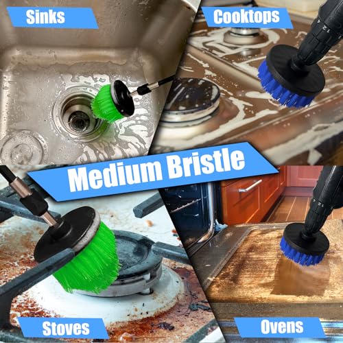 Image of 8 Pack Drill Brush Attachment Set,1 /4in Power Scrubber Brush + Extend Long Attachment,Multi-Purpose Brush Drill Attachment, Power Cleaning Scrub Brush for Bathroom, Tub, Tile, Corner