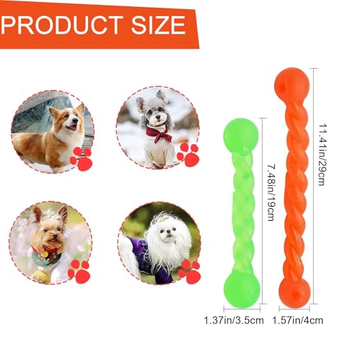 Mirrwin 2 Stück Hundespielzeug für Zähne, Hundespielzeug Wurfstick aus Gummi Gummispirale Kauknochen Robustes Kauspielzeug für Hunde Interaktiv für Kleine, Mittelgroße und Große Hunde, 18cm+28cm