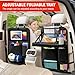 Zecirl 2Pack Car Backseat Organizer with Foldable Table Tray,6 Storage Pockets Car Storage Organizer with Tablet Holder,Car Seat Back Protectors Kick Mats Travel Accessories (Black)
