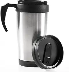 Caneca Termica Cerveja Cafe Copo Termico Com Tampa Com Alça Inox Parede Dupla 400ml (Liso)
