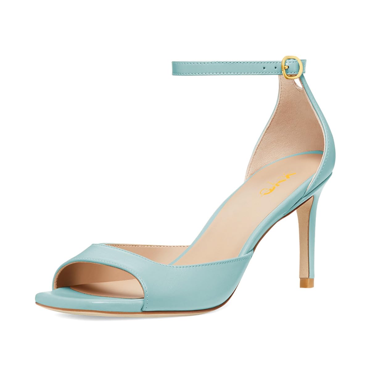 XYD Women Classic Ankle Strap Mid Heel Sandals Stiletto Square Open Toe Pumps Summer Dating Dress Shoes