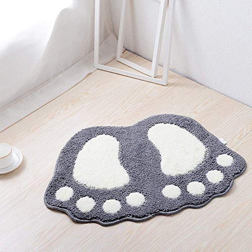 Tapis de Bain antidérapant Eleoption, Tapis de Cuisine à séchage Rapide pour la Salle de Bain absorbe l'eau pour la Chambre à Coucher, la Cuisine, Le Couloir, l'entrée, Coton, Gris, Grand 67 * 48cm
