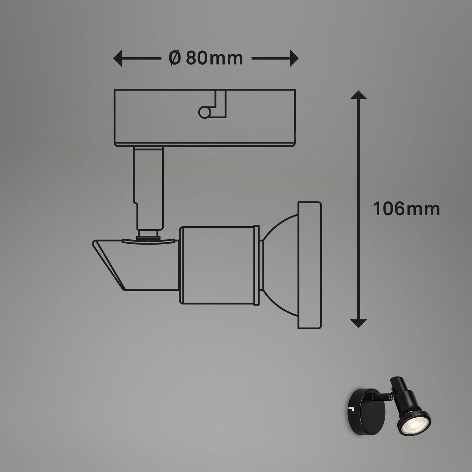 BRILONER- Applique LED salle de bain, ajustable, LED lampe murale salle de bain, IP44, couleur de lumière blanc chaud, GU10, noir, 80x106