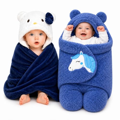 Image of BRANDONN Baby Blanket Newborn Combo Gift Pack of Swaddle Wrapper, 0-9 Months, Length 68 cm x Width 68 cm, Pack of 2 Pcs.