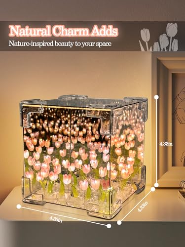 Wulcfch TULIP LAMP-2 Night Light, Led Infinity Mirror Lamp Tulipanes Diy Finished Product Decorations Lights Artificial Flower Bedside Table Lamp Creative Gift thumb #3
