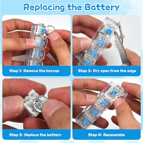 2 Stück Fidget Tastatur Spielzeug, Fidget Toys Erwachsene mit LED Licht, Lustige Tastatur Schlüsselanhänger Clicker für Stressabbau Erwachsene Kinder Büro Schule Reisen