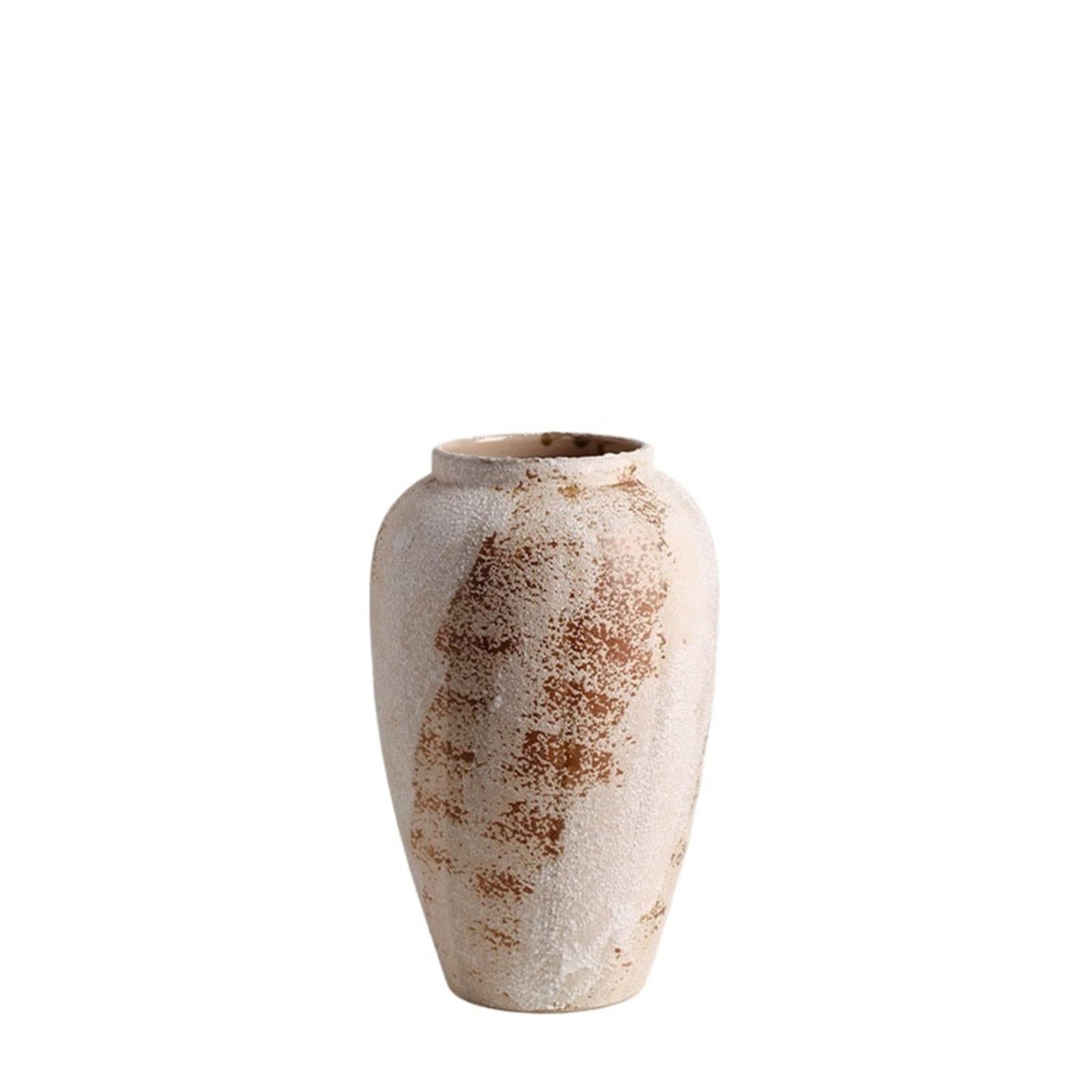 Geometric Vases Ceramic Vase Retro Pottery Jar Flower Arrangement Home Decor Minimalist Decoration(Style 02)