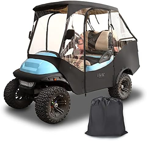10L0L 4 Passenger Golf Cart Enclosures for Club Car Precedent with Security Side Mirror Openings, Waterproof Portable Transparent Golf Cart Cover Storage Driving Enclosure – Passengers Can Sit in Back