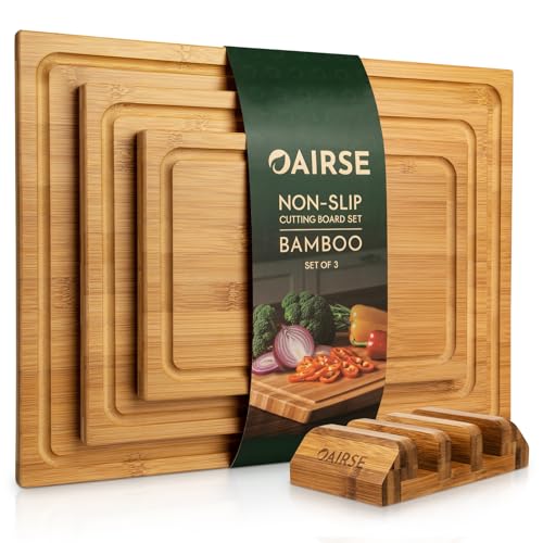Set 3 Tablas de Cortar de Bambú con Surco y Soporte miniatura 1