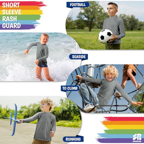Image of Boys Rash Guard Swim Shirts Long Sleeve UPF 50+ Swimwear Toddler Kids Sun Protection SPF Water Surfing Swimming Shirts 0-16Y