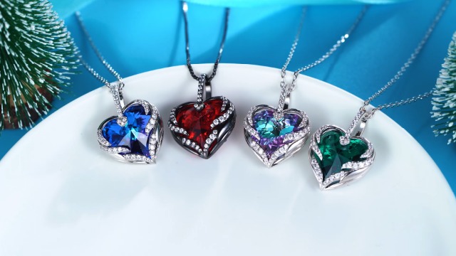 Collier Pendentif Coeur En Marbre Bleu - Pierre Guérisseur Naturelle - Longueur 15 Pouces (38 Cm) - Neuf