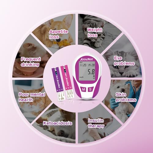 AssuTest Blood Glucose & Blood Ketone Test Meter for Cat Dog Diabetic Ketoacidosis Testing Monitor Kit - All in One Solution for in-Clinic or at Home with User Guide, Test Strips & Diary - Thumbnail 5