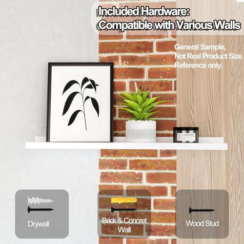 Image of White Floating Shelves for Wall Decor, 56 in Shelf with Lip Set of 2