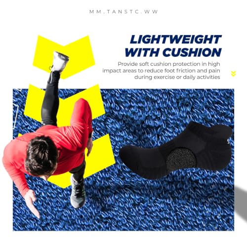 Image of TANSTC Athletic Running Ankle Socks,6Pairs Cushioned Low Cut Anti-Blister Tab Sports Sock Men Women