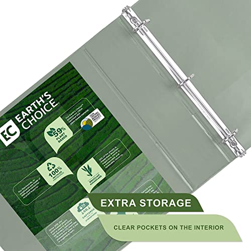 Image of Samsill Plant-Based 3 Inch Durable D-Ring, View Binder, Eco-Friendly, USDA Certified Biobased, Single, Sage Green
