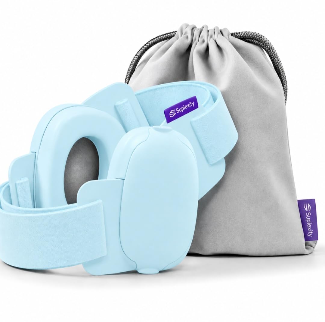 Suplexity Baby Ear Defenders 0-3 Years, 25dB Noise Cancelling Earmuffs, Adjustable Hearing Protection for Babies & Toddlers, Anti-Slip Headband for Flying, Travel, Concerts & Fireworks, Blue