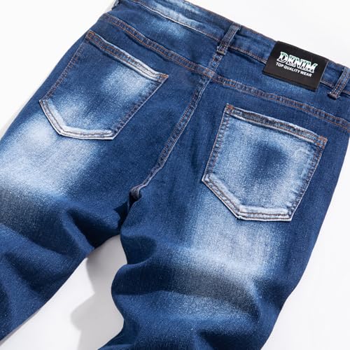 Men's Biker Jeans Pants Printed Straight Slim Denim Regular Casual Designer Fit4