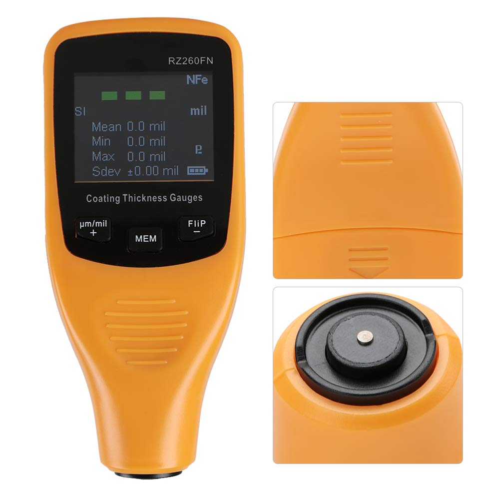Tester Grubości Lakieru, Mini Narzędzie do Pomiaru Powłoki RZ260FN z Wyświetlaczem LCD, Dokładny Miernik do Karoserii w Zakresie 1250um