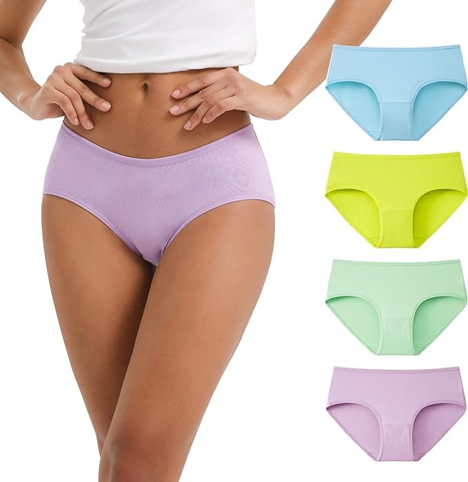 Women's Breathable Cotton Underwear Hipster Panties for Daily Comfort 4-Pack (Color May Very)-image-20