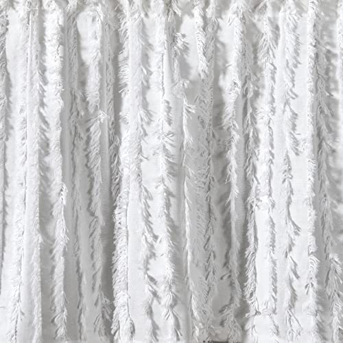Roomtalks Boho Farmhouse White Curtain Valances Window Treatment For Bedroom Living Room Bathroom, Rod Pocket Shabby Chic Stripe Tassel Cotton Linen Decorative Kitchen Valances Curtain Topper, 18’’L #TOP4