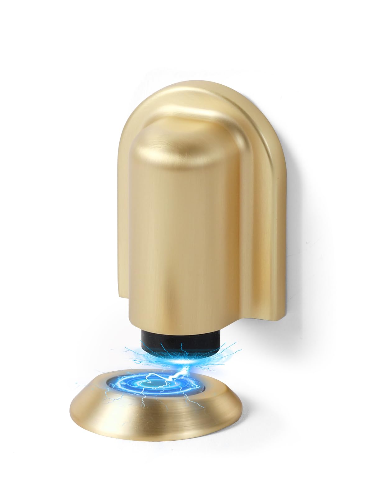 SORWDUERM 2 Pack Brushed Gold Magnetic Door Stopper,Floor Mounted Door Catch,Invisible Doorstop with Adhesive & Screw Fixings Dual Installation,Zinc Alloy