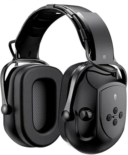 Bluetooth Hard Hat Hearing Protection NRR 28dB, Adjustable Cap-Mounted Ear Protection, Helmet-Attachable Bluetooth Audio for Mowing, Construction & Workshop, Black, L