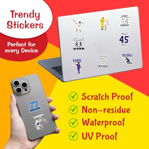 Image of Vinyl Pack of 60 Cricket Stickers for Scrapbook, Laptop, Journal, Diary, Guitar, Mobile Phone - Waterproof Residue Free Sticker, self-adhesive, 3 inch