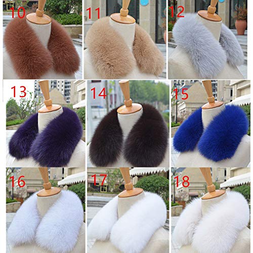 LVCOMEFF Women Real Fox Short Fur Collar Neckwear Scarf with Clamp Pink White Yellow Red Orange Navy4