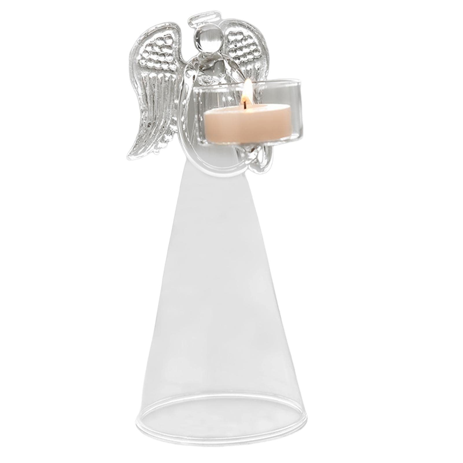 itrimaka Clear Candle Holder - Glass Angel Tealight Holders,Tea Light Candle Stands for Wedding Table Decor, Home Decoration