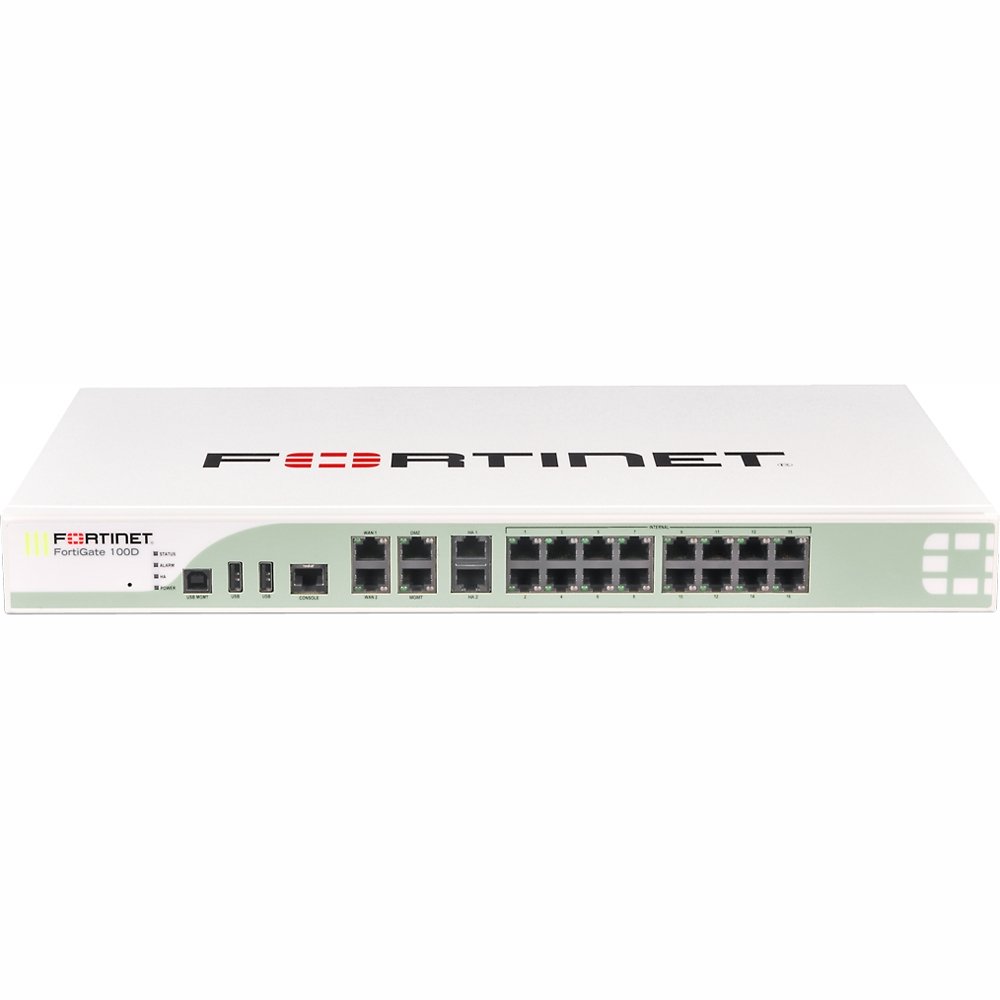 Fortinet | FG-100D | Fortigate-100D 20 x GE RJ45 Ports (Including 1 x DMZ Port, 1 x Mgmt Port, 2 x HA Port, 16 x Internal Ports Switch)