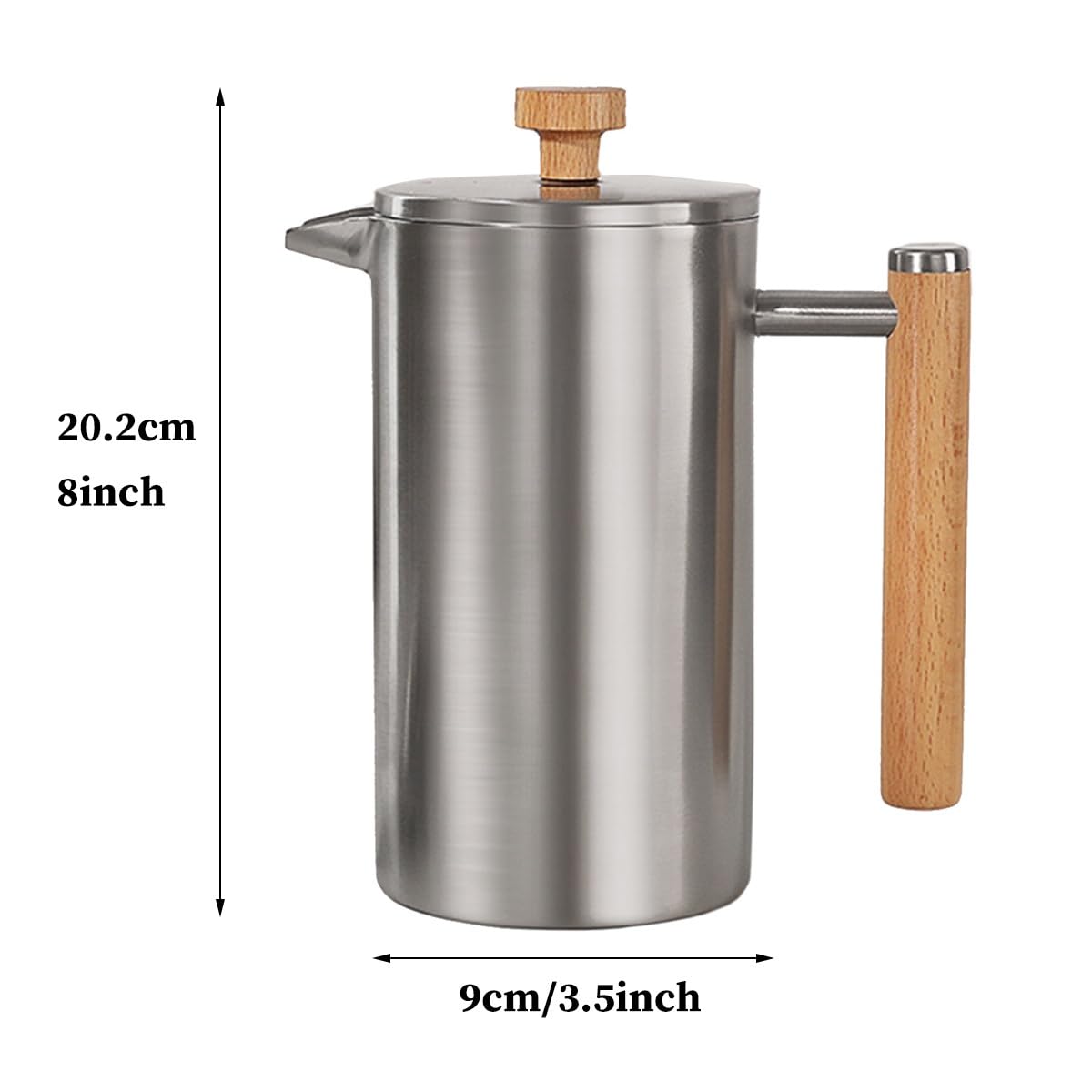 Ekspres Do Kawy Typu French Press Dwuścienny, Izolowany Zaparzacz Do Kawy Ze Stali Nierdzewnej Z 3-poziomowymi, Demontowalnymi Filtrami, Dzbanek Do Parzenia Kawy Na Zimno(/Silver,700ml)