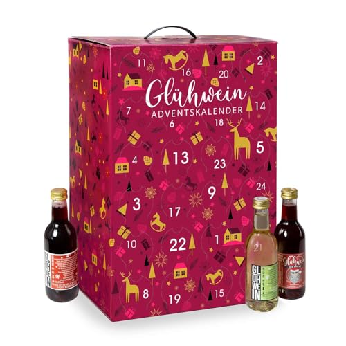Glühwein Adventskalender, 24 verschiedene Sorten á 250ml (= 6 Liter), Glühwein Set, Probierbox - Pfefferdieb®