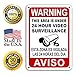 Video Surveillance Signs 24 Hour Security Camera cctv Signs English Spanish AVISO Yard Sign Rust Free Outdoor Waterproof Fade Resistant UV Protective Ink