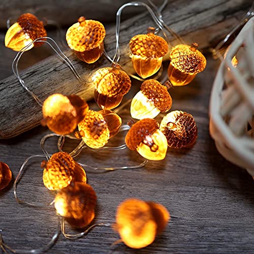Thanksgiving Decorations Fall Lights Acorn String Lights Forest Décor Fairy Decorative Lights 30 Leds 10Ft Usb Powered With Remote For Bedroom Farmhouse Home Holiday Thanksgiving Decoration #TOP1