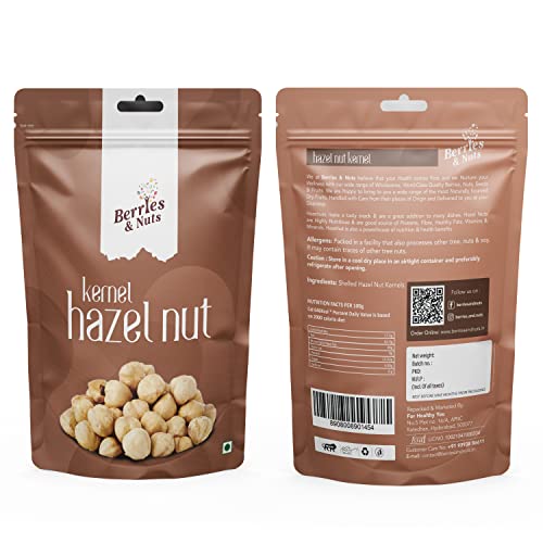 Image of Berries and Nuts Jumbo Turkish Hazel Nuts 400 Grams | Blanched Hazel Nut Kernels without skin | 2 Pack of 200 Grams.