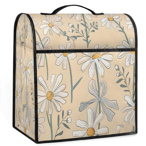 Coffee Maker Cover Cute Daisy Floral Kitchen Appliance Covers Small Appliance Covers Blender Cover Juicer Cover Dust Covers for Kitchen Appliances with Top Handle and Pockets,Washable,B470