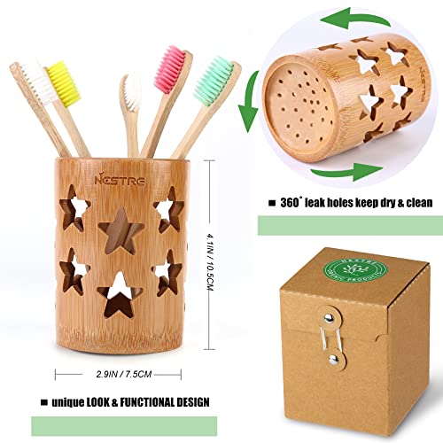 Bamboo Toothbrush Holder - Nestre Toothbrush And Toothpaste Holder,Wood Toothbrush Holder For Bathrooms (Star) #TOP4