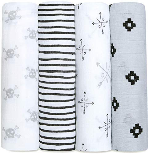 Image of aden + anais Swaddle Blanket | Boutique Muslin Blankets for Girls & Boys | Baby Receiving Swaddles | Ideal Newborn & Infant Swaddling Set | Perfect Shower Gifts, 4 Pack, Love Struck