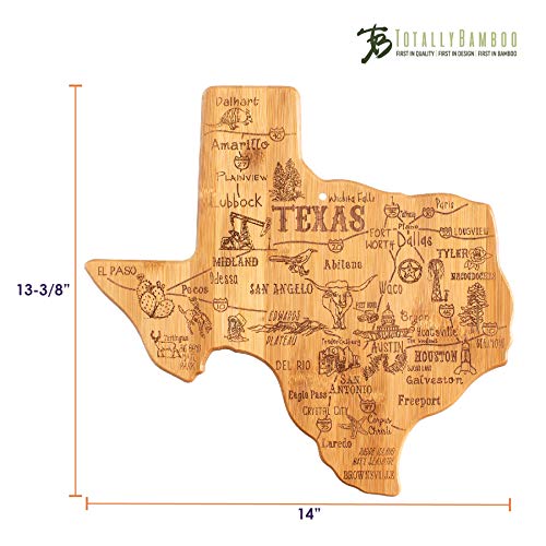 Totally Bamboo Destination Texas State Shaped Serving and Cutting Board, Includes Hang Tie for Wall Display - Thumbnail 7