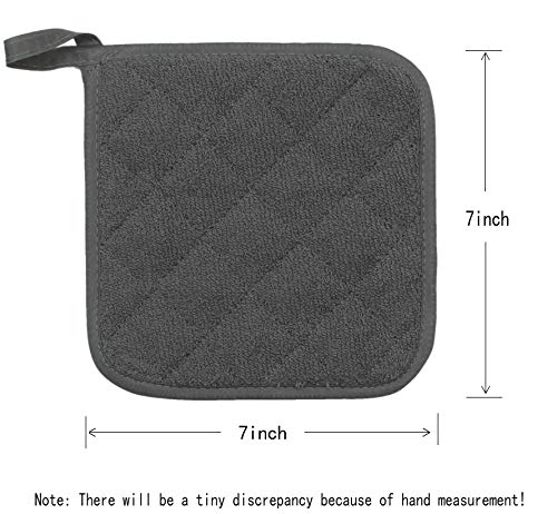 Cotton Pot Holders Cotton Made Machine Washable Heat Resistant Everyday Kitchen Basic Terry Pot Holder, Hot Pads, Trivet For Cooking And Baking Set Of 4 (Grey) #TOP4