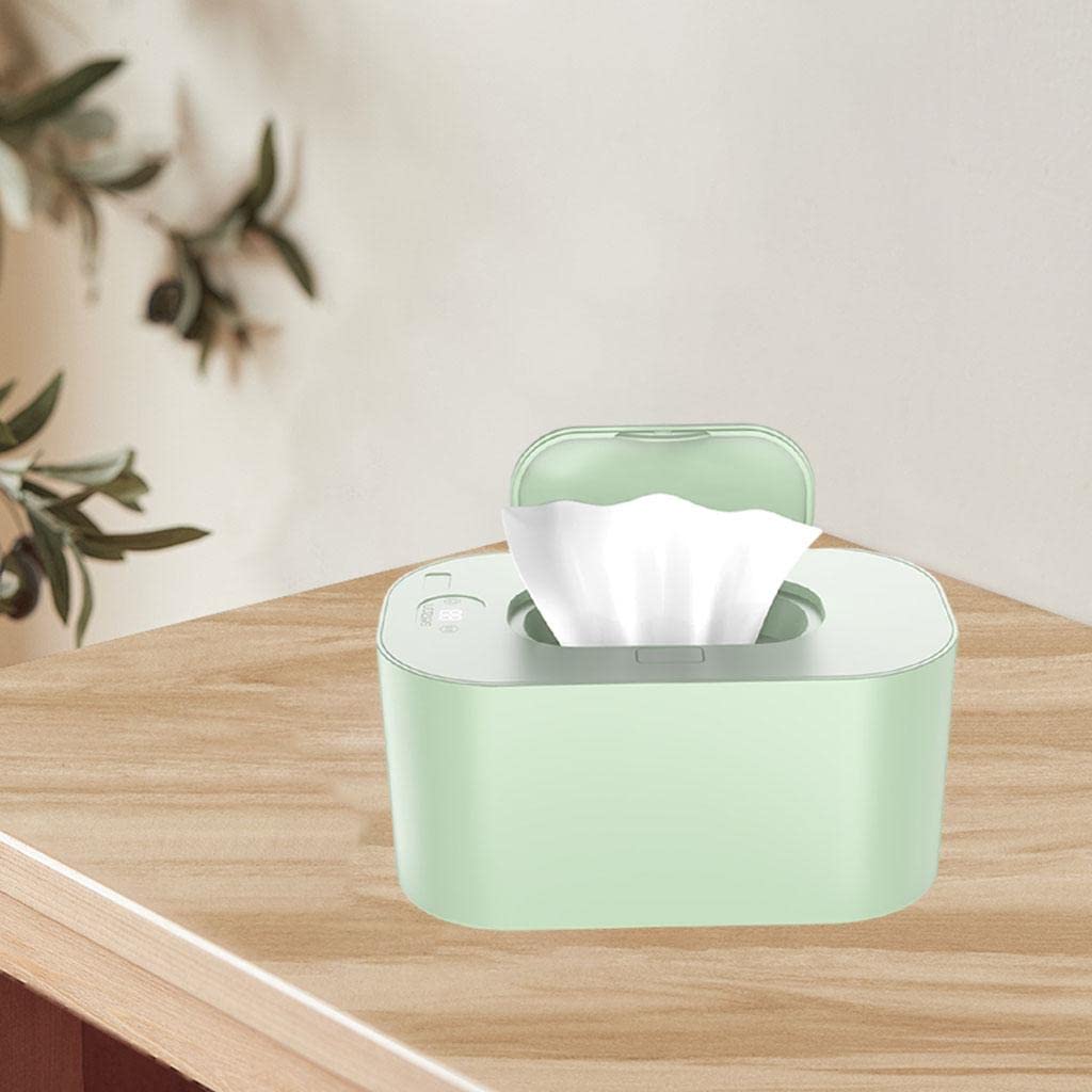 Wipe Warmer Calefactor Toallitas Húmedas Dispensador Portátil Calentador Pañuelos Contenedor Plástico Control Temperatura Adecuado para Bebés, verde
