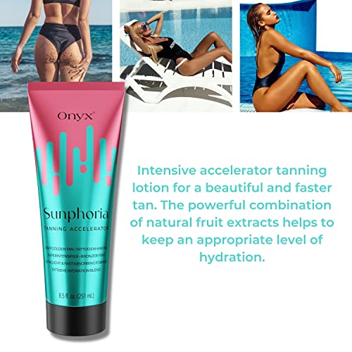 Onyx Sunphoria Tanning Accelerator Outdoor & Indoor - Tanning Lotion With No Bronzer - Fast-Absorbing Formula - Suntan Lotion With Extreme Hydration Blend And Fruit Extracts For Moisturizing Skin #TOP2