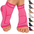 TechWare Pro Ankle Brace Compression Sleeve - Relieves Achilles Tendonitis, Joint Pain. Plantar Fasciitis Foot Sock with Arch Support Reduces Swelling & Heel Spur Pain. (Pink, L/XL)