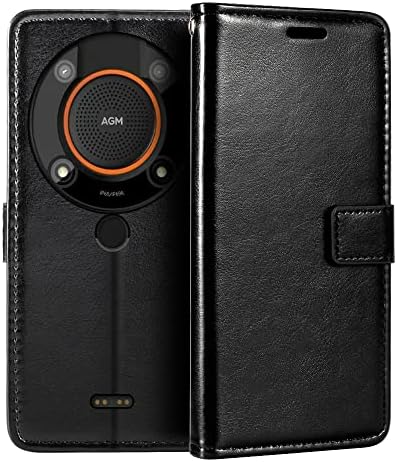 Shantime for AGM Glory SE Case, Premium PU Leather Magnetic Flip Case Cover with Card Holder and Kickstand for AGM Glory Pro (6.53”), Black