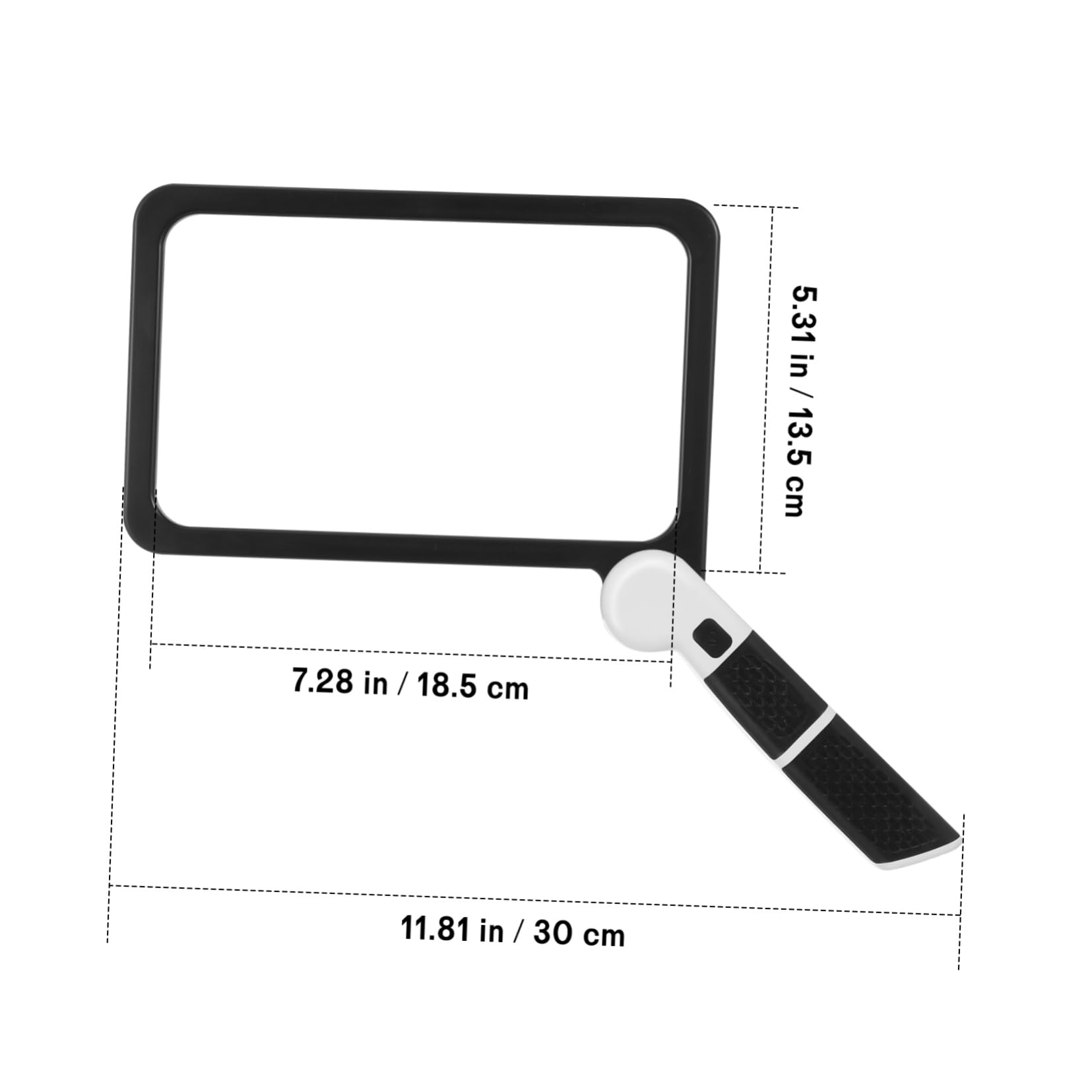 Lupa de Lectura Rectangular 5X Plegable de Mano Color Oscuro | Abs, Goma y Acrílico, Diseño Portátil Mango Abatible, Uso en Exploración Científica y Apreciación de Joyas