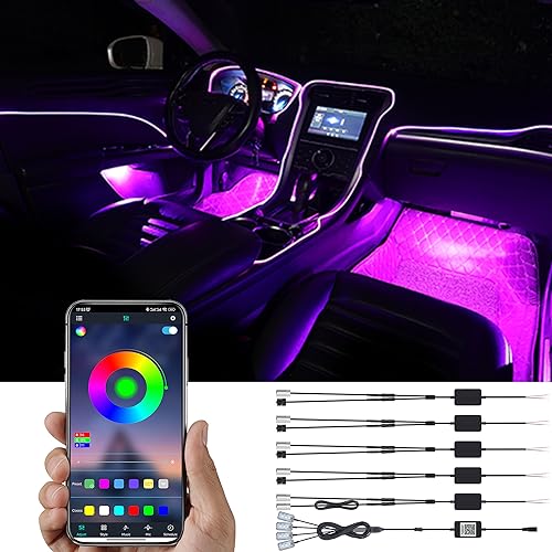 Taben Luce Ambientale Controllo App Auto Lampada Luce Atmosfera Morbido Fai Da Te Refit 8 M Banda In Fibra Ottica 64 Colori Illuminazione Vano Piedi I